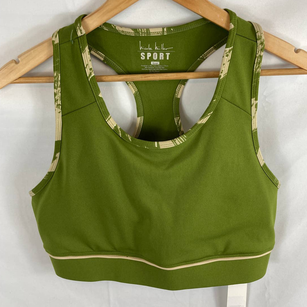 NWT Nicole Miller Sport green Racerback Sports Bra size Xlarge